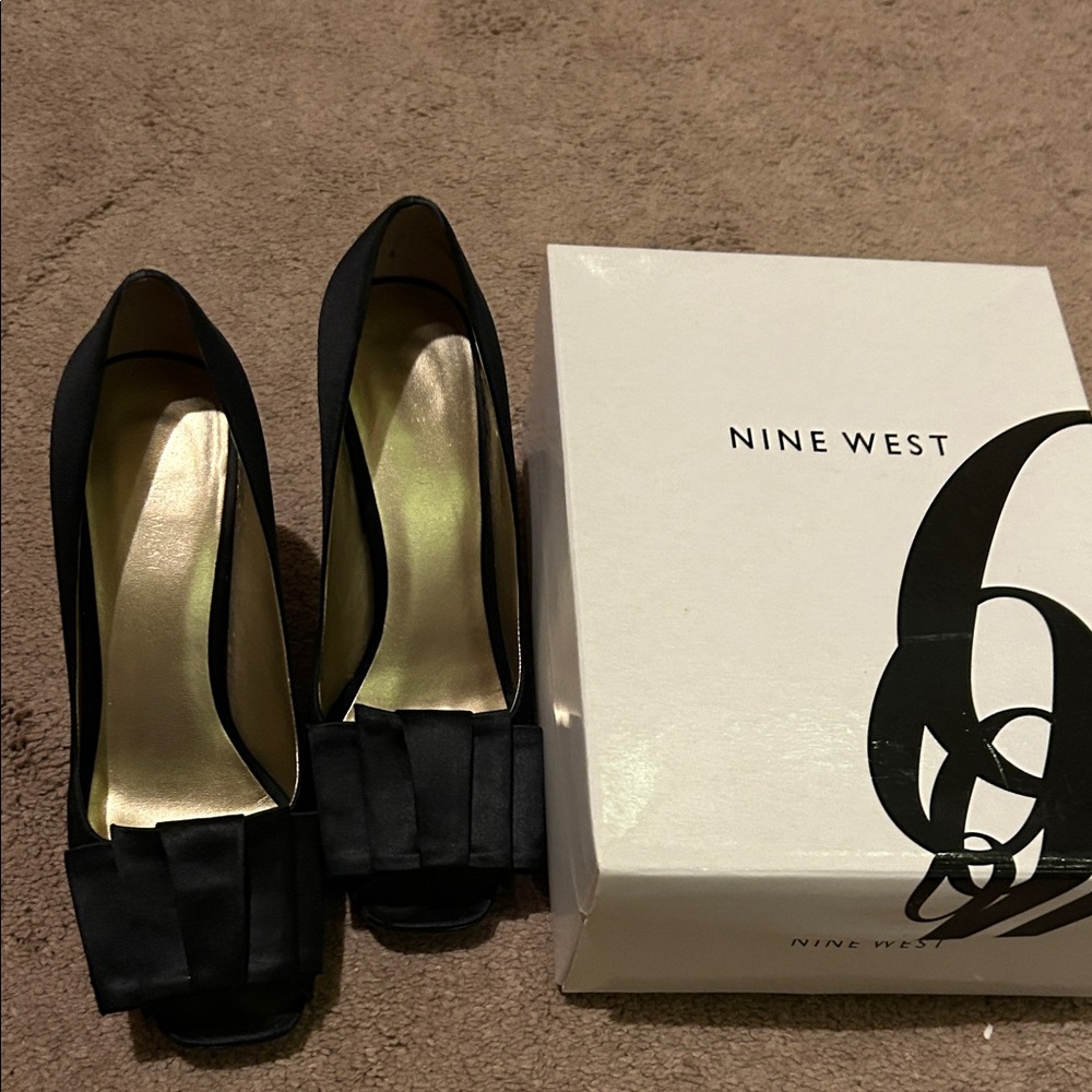 Nine West Black Peep-Toe Heels